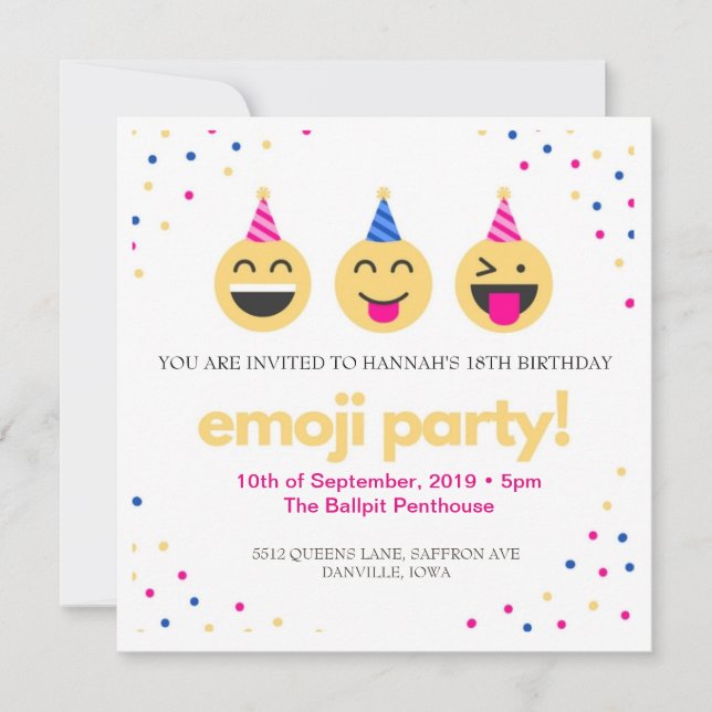 emoji party! invitation (Front)