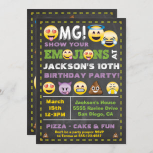 Emoji Party OMG Birthay Invitation