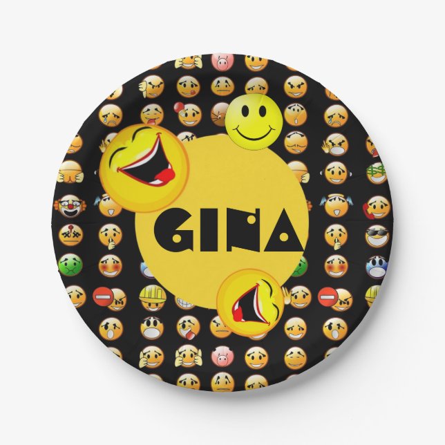 Emoji Party Personalized Paper Plates (Front)