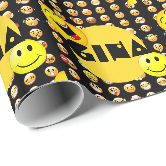 Emoji Party Personalized Wrapping Paper (Roll Corner)
