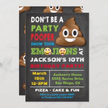 Emoji Party Pooper Birthay Invitation