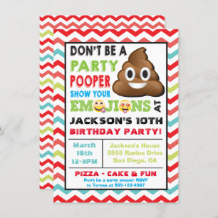 Emoji Party Pooper Birthay Invitation