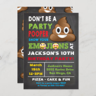 Emoji Party Pooper Boys Birthday Party Invitation