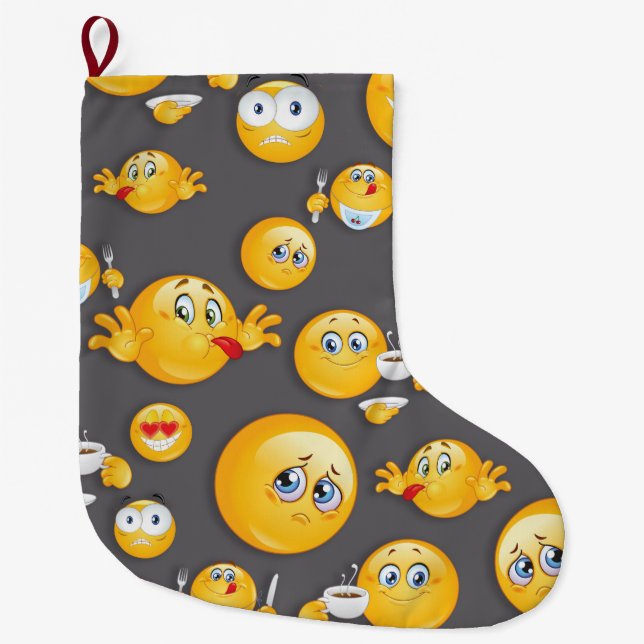 Emoji Pattern 2 Large Christmas Stocking (Front)