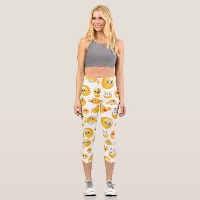 Emoji Pattern Capri Leggings (Front)