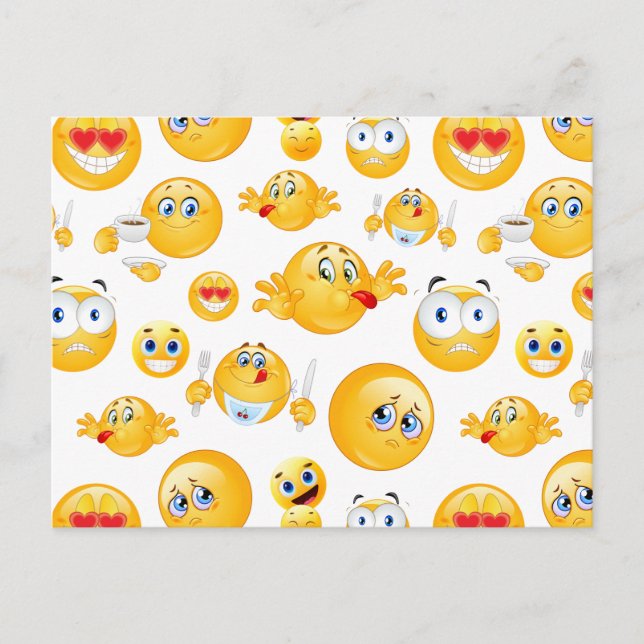 Emoji Pattern Holiday Postcard (Front)