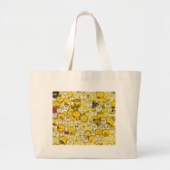 Emoji Pattern Large Tote Bag by vectortoons at Zazzle