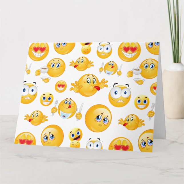 Emoji Pattern Letterpress Thank You Card (Front)