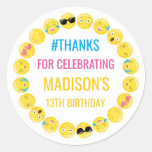 Emoji Personalized Stickers Birthday Favor Labels