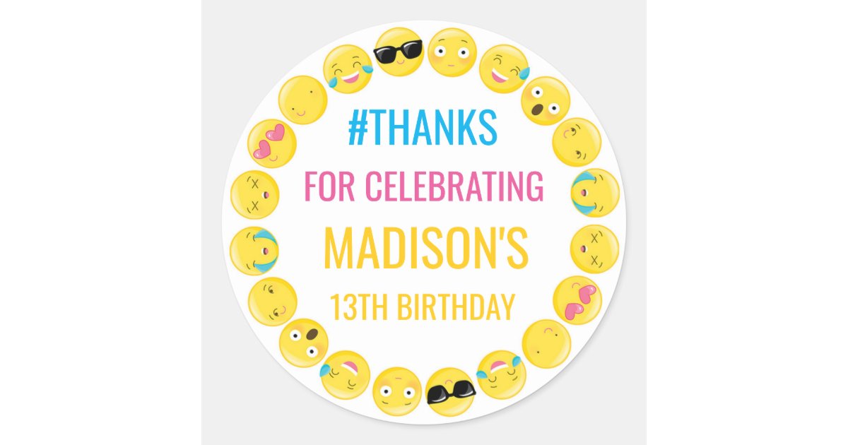 Emoji Personalized Stickers Birthday Favor Labels | Zazzle