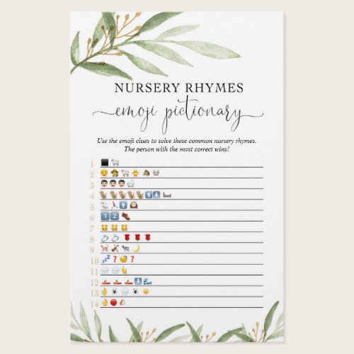 Emoji pictionary baby shower game gold greenery Emoji pictionary baby shower game gold greenery