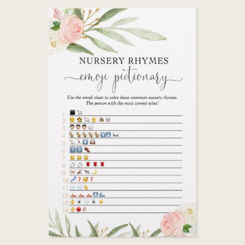 Emoji pictionary baby shower game pink greenery