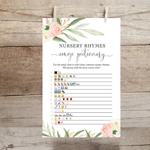 Emoji pictionary baby shower game pink greenery Emoji pictionary baby shower game pink greenery