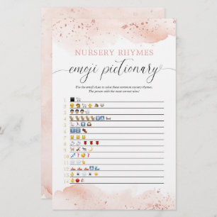 Emoji pictionary baby shower game watercolor rose
