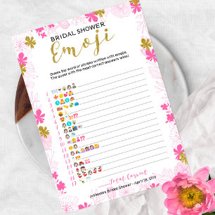 Emoji Pictionary Bridal Shower Game Pink Floral