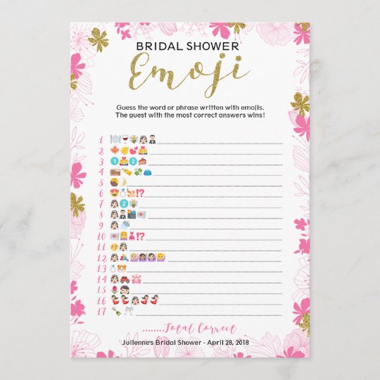 Emoji Pictionary Bridal Shower Game | Pink Floral | Zazzle.com