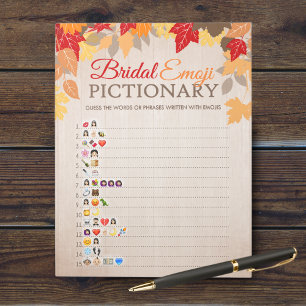 Emoji Pictionary Fall Bridal Shower Game Pack Notepad