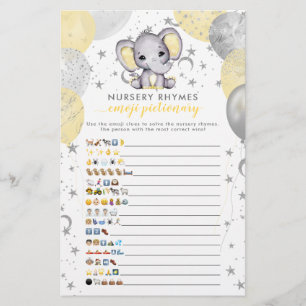 Emoji Pictionary Yellow Elephant Baby Shower Game