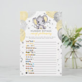 Emoji Pictionary Yellow Elephant Baby Shower Game (Standing Front)