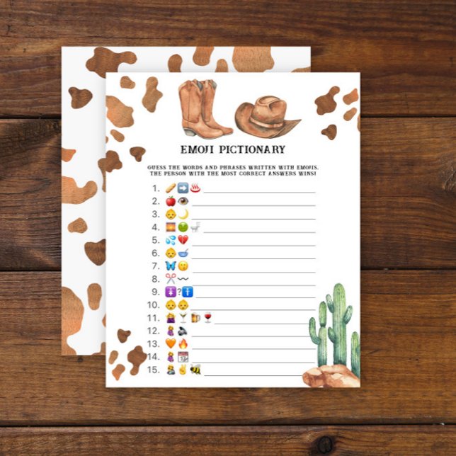 Emoji picture game Cowboy baby shower (Creator Uploaded)