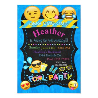 Emoji Pool Party Birthday Invitation