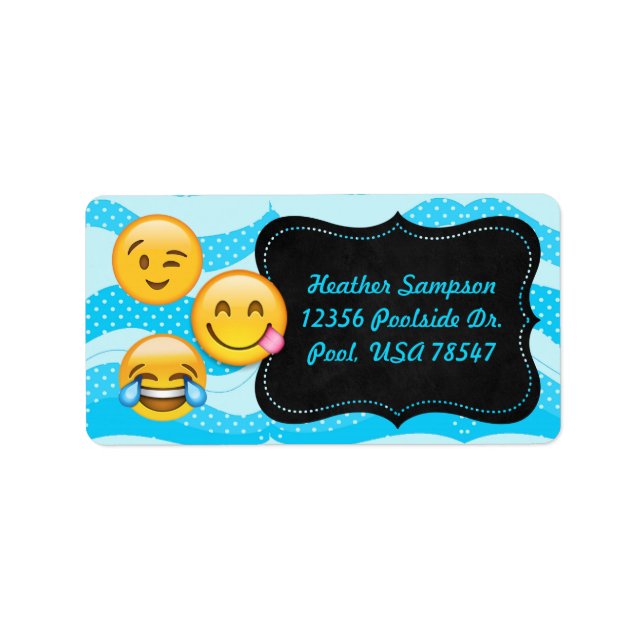 Emoji Pool Party Chalkboard Address Labels (Front)