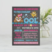 Emoji Pool Party Pooper Birthday Invitation (Standing Front)
