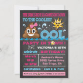 Emoji Pool Party Pooper Birthday Invitation (Front)