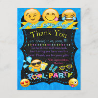 Emoji Pool Party Thank You Cards