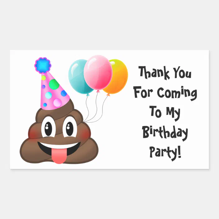 Personalised Emoji Poop Poo Birthday Party round stickers labels party sheet 