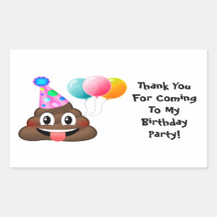 Emoji Poop Birthday Party Thank You Stickers