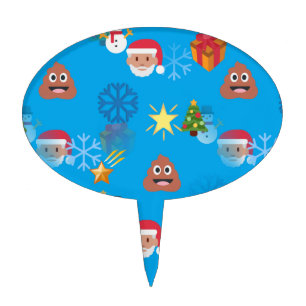 emoji poop christmas cake topper
