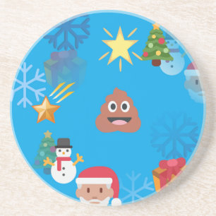 emoji poop christmas drink coaster