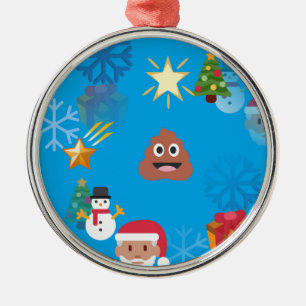 emoji poop christmas metal ornament