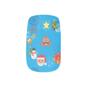 emoji poop christmas nail wraps