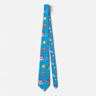 emoji poop christmas neck tie