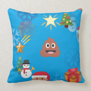 emoji poop christmas throw pillow