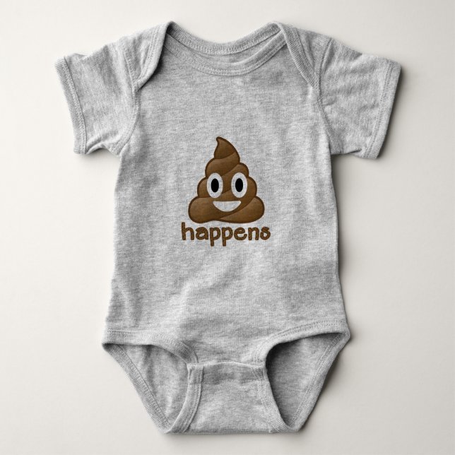 Emoji Poop Happens Baby Bodysuit (Front)