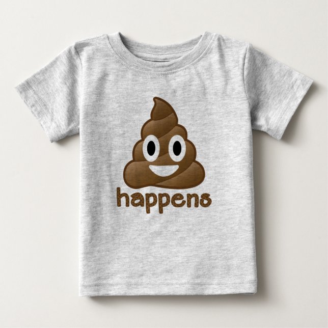 Emoji Poop Happens Baby T-Shirt (Front)