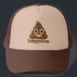 Emoji Poop Happens Trucker Hat<br><div class="desc">We all know that poo happens! What a fun gift for anyone who loves the poop emoji and has a sense of humor! Poo happens!</div>