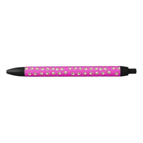 Emoji Pug on Pink Background Black Ink Pen