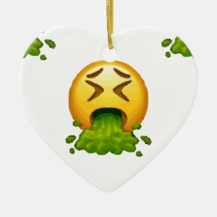emoji puking ceramic ornament