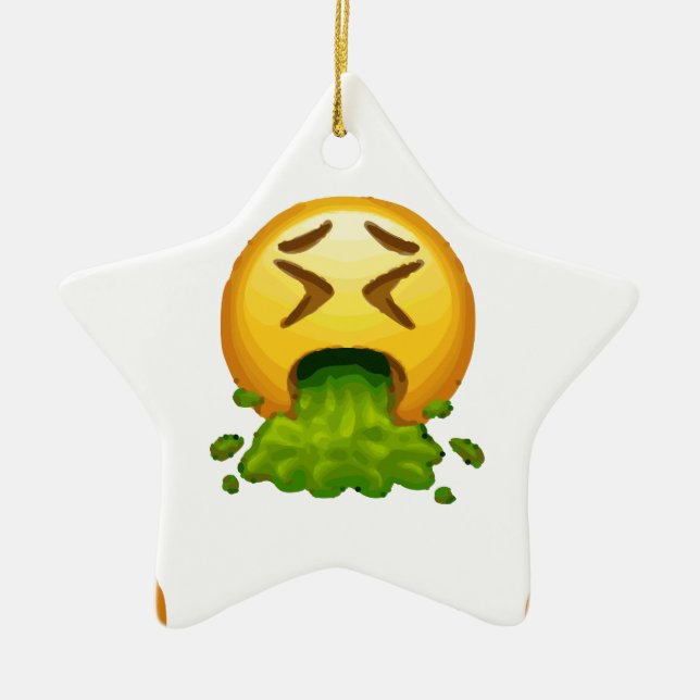 emoji puking ceramic ornament (Front)