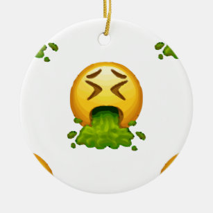 emoji puking ceramic ornament