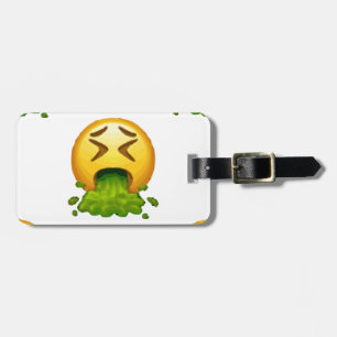 emoji puking luggage tag