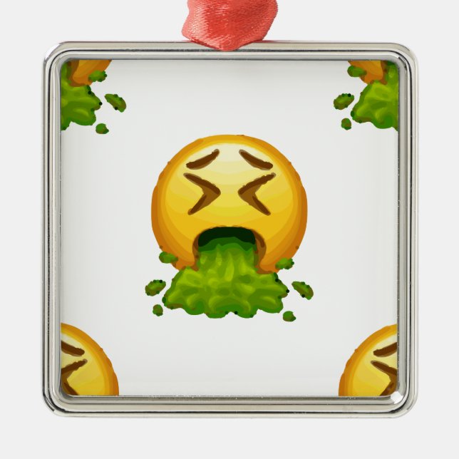 emoji puking metal ornament (Front)
