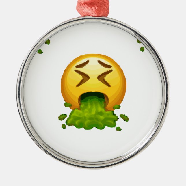 emoji puking metal ornament (Front)