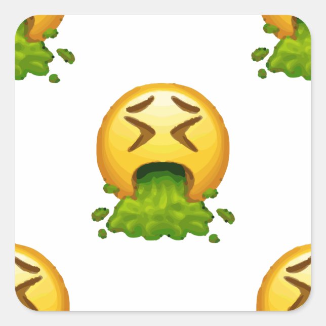 emoji puking square sticker (Front)