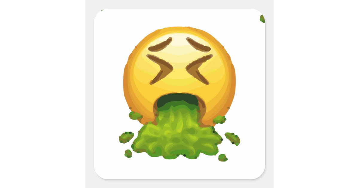 emoji puking square sticker Zazzle