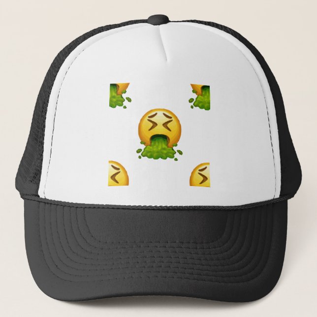 emoji puking trucker hat (Front)